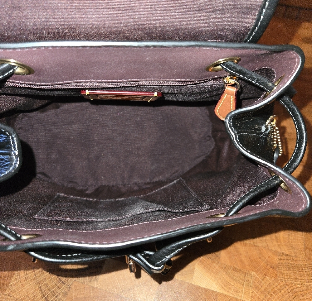 Coach Black Pebbled Leather Mini Backpack with Gold Hardware - Picture 7 of 10